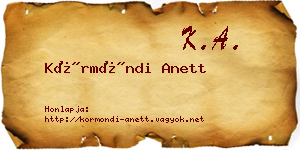 Körmöndi Anett névjegykártya