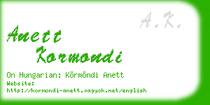 anett kormondi business card